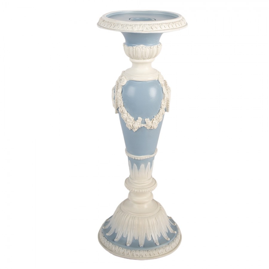 Castiçal Romântico azul e branco1