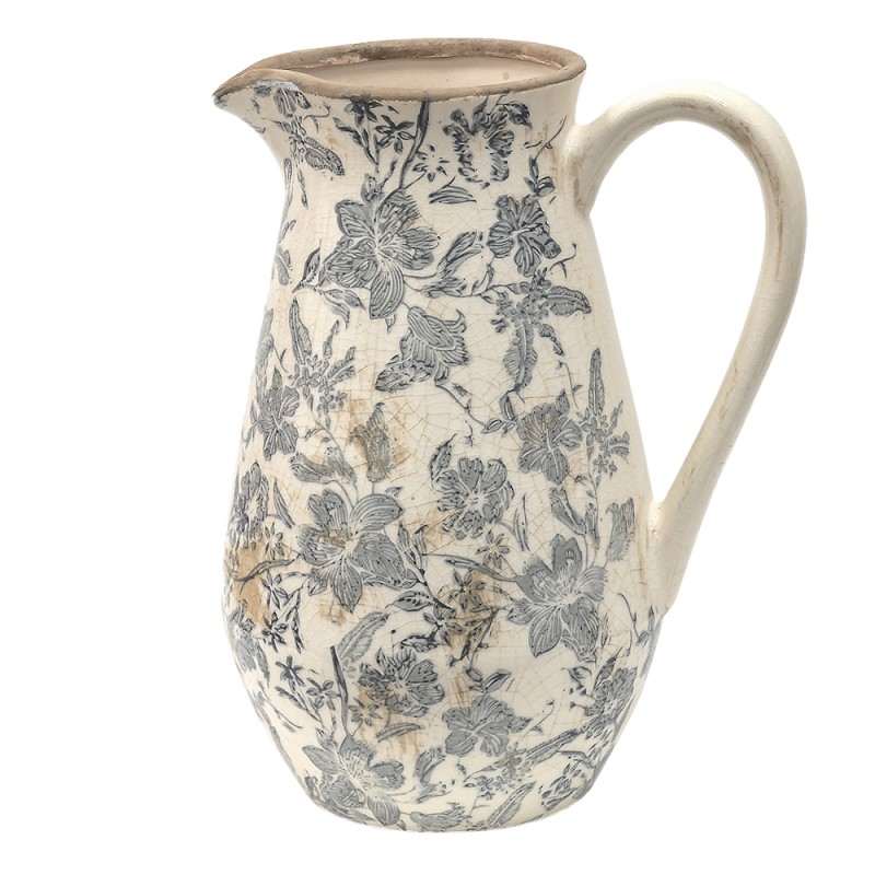 6ce1444l-decoration-can-24x17x30-cm-grey-beige-ceramic-flowers-water-jug